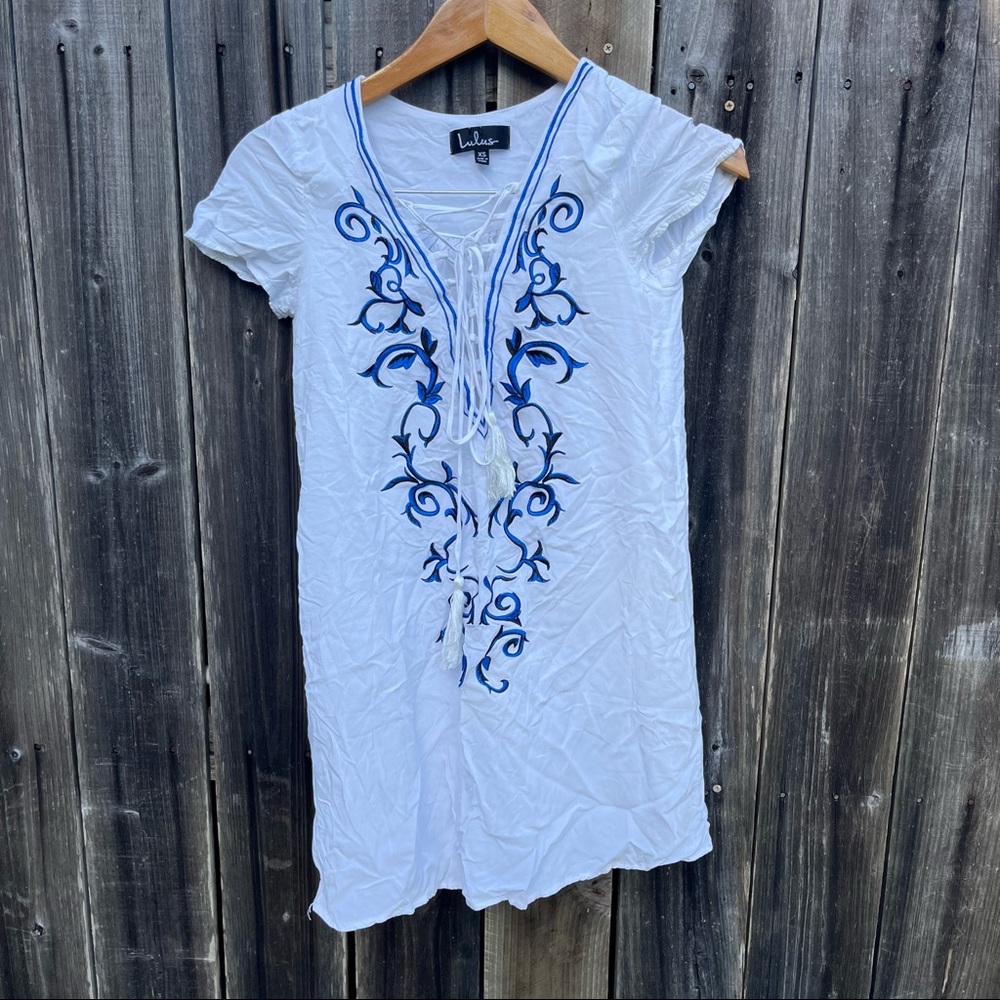 White Lulu's Embroidered Dress - Picture 3 of 6